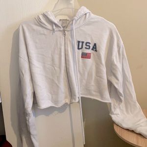 Cropped USA zip up jacket